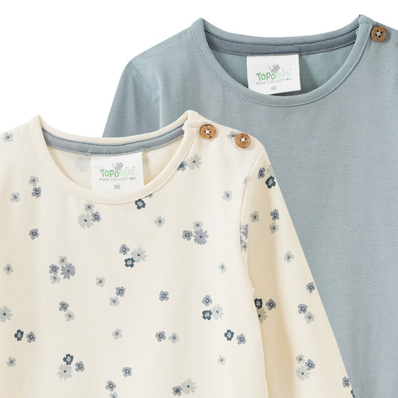 2 Baby Langarmshirts mit Blümchen