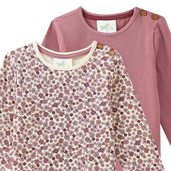 2 Baby Langarmshirts mit Blümchen