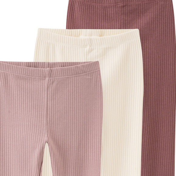 3 Baby Leggings mit Rippstruktur