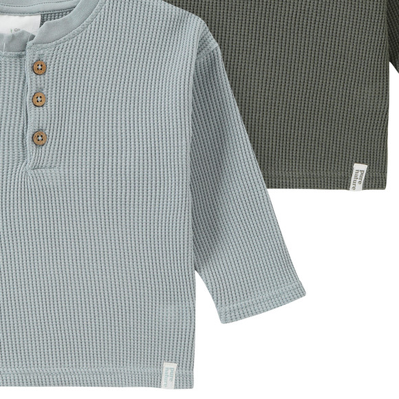2 Baby Langarmshirts aus Waffel-Piqué
