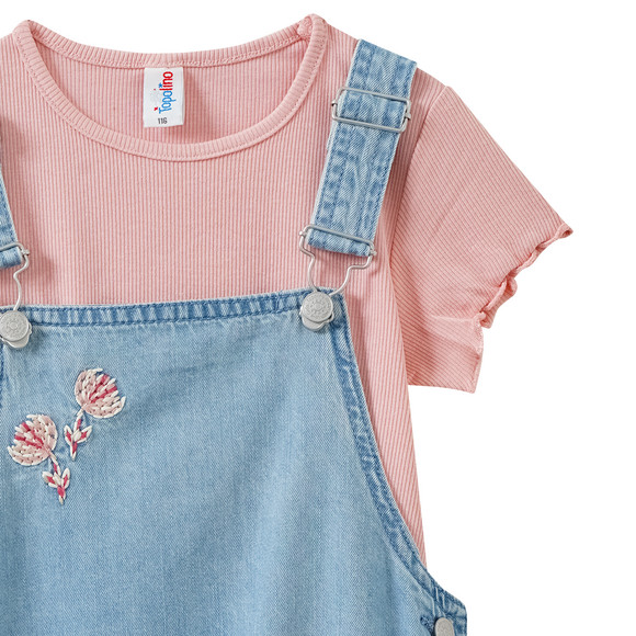 Mädchen Set aus Jeanslatzkleid und T-Shirt