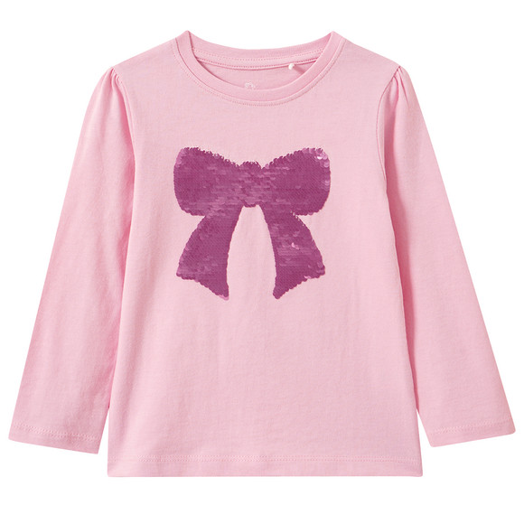 Mädchen Langarmshirt mit Wendepailletten rosa