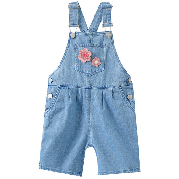 Mädchen Latzshorts mit Blumen-Applikation