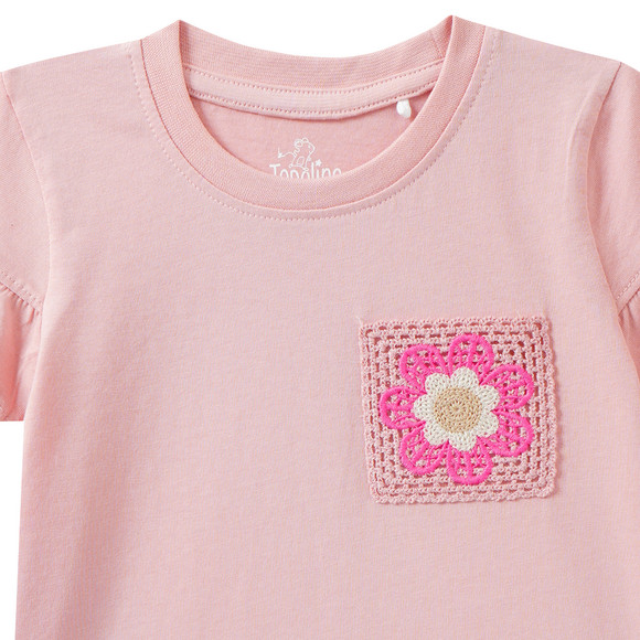 Mädchen T-Shirt mit Häkeltasche