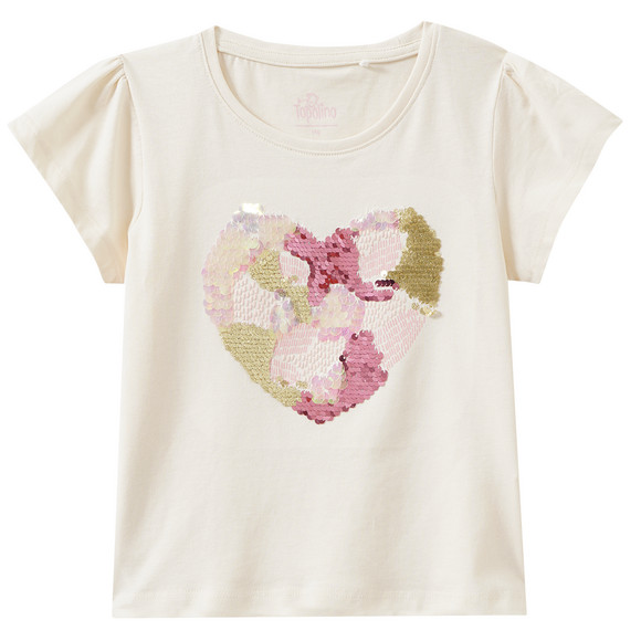 Mädchen T-Shirt mit Herz-Motiv creme