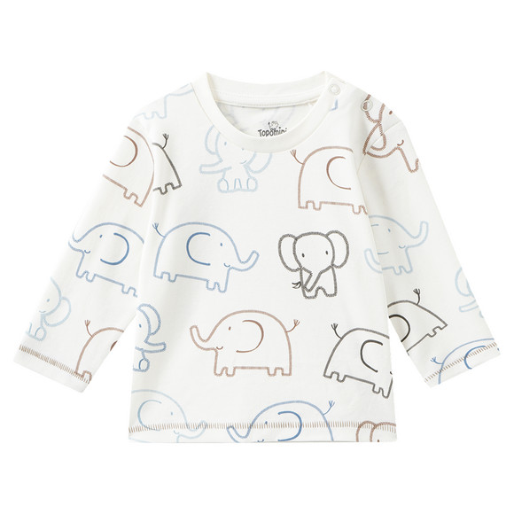 Baby Langarmshirt mit Elefanten-Allover