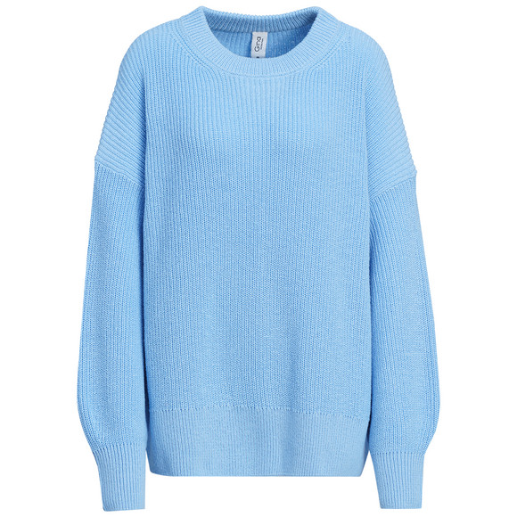 Damen Strickpullover mit Rippstruktur hellblau
