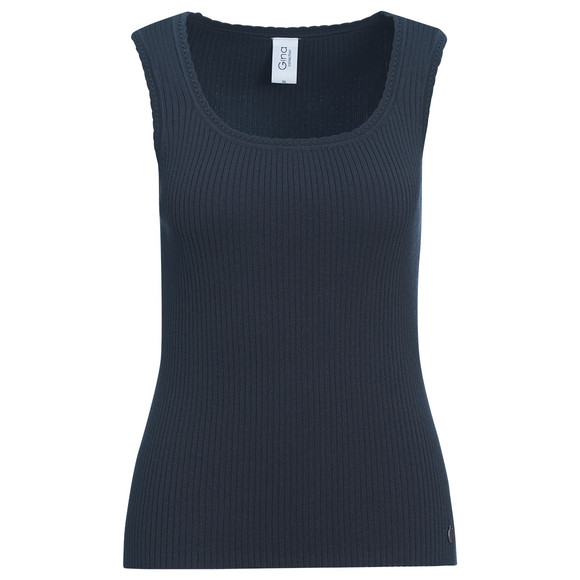 Damen Strick-Top in Ripp-Struktur dunkelblau