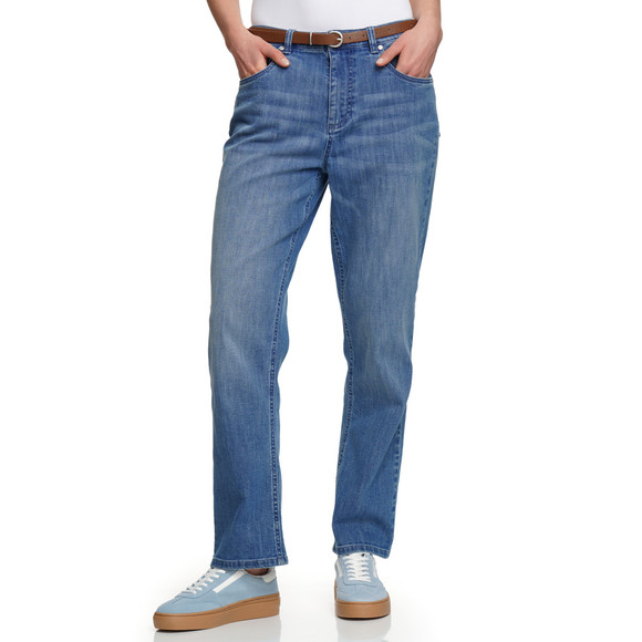 Damen Straight-Jeans mit Gürtel