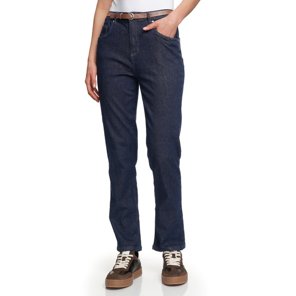 Damen Straight-Jeans mit Gürtel