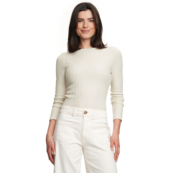 Damen Langarmshirt mit Strukturstreifen