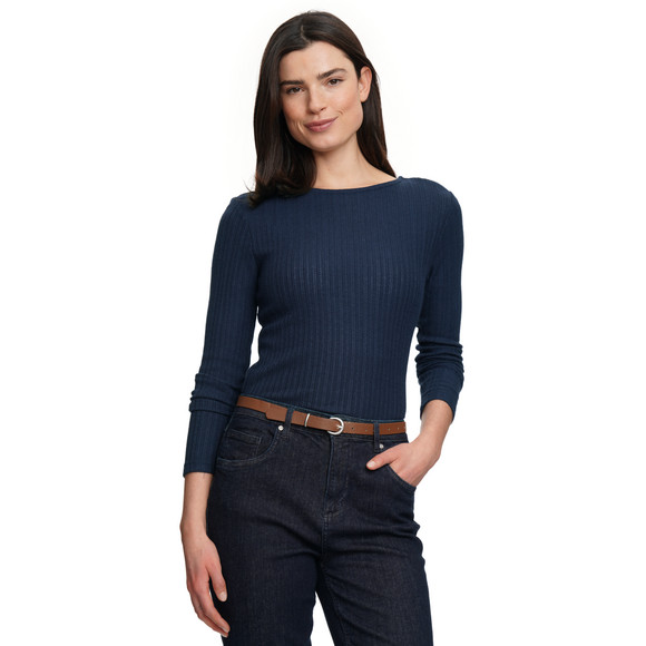 Damen Langarmshirt mit Strukturstreifen