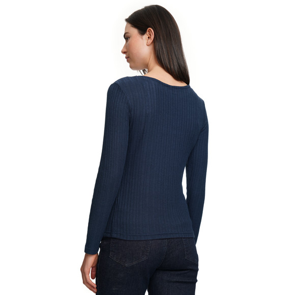 Damen Langarmshirt mit Strukturstreifen