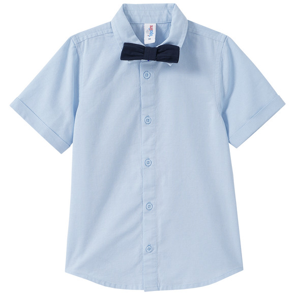 Jungen Kurzarmhemd mit Fliege hellblau