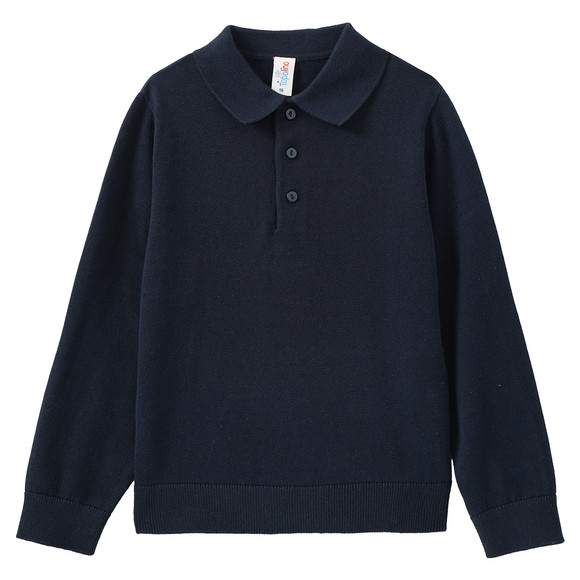 Jungen Feinstrickpullover mit Polokragen