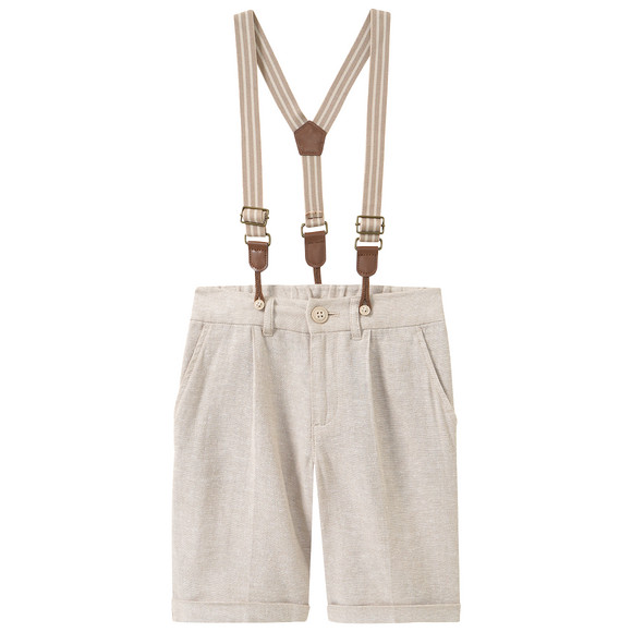 Jungen Leinen-Anzugshorts mit Hosenträgern