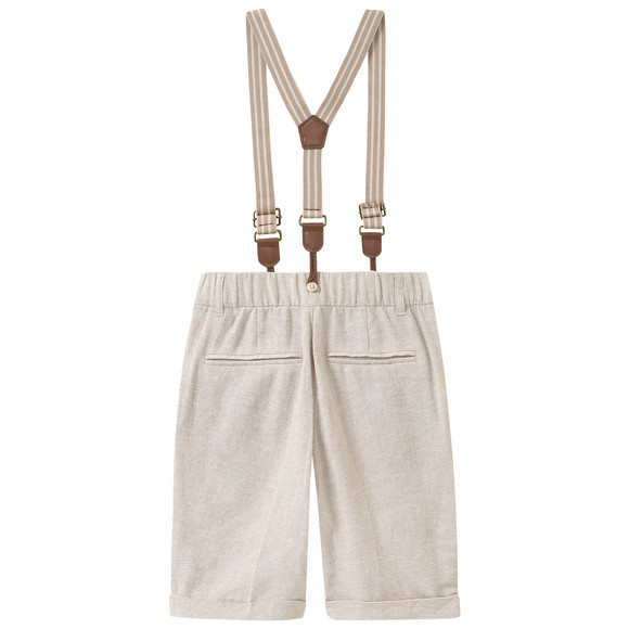 Jungen Leinen-Anzugshorts mit Hosenträgern