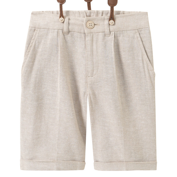 Jungen Leinen-Anzugshorts mit Hosenträgern