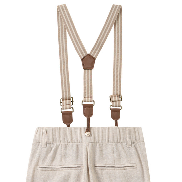 Jungen Leinen-Anzugshorts mit Hosenträgern