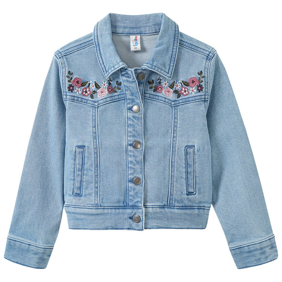 Mädchen Jeansjacke mit Blumen-Stickerei