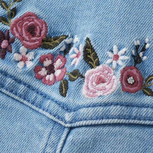 Mädchen Jeansjacke mit Blumen-Stickerei