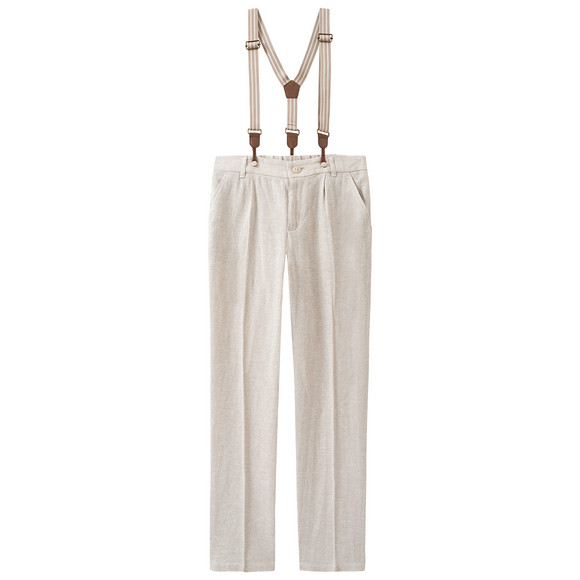 Geklede linnen broek voor jongens met bretels