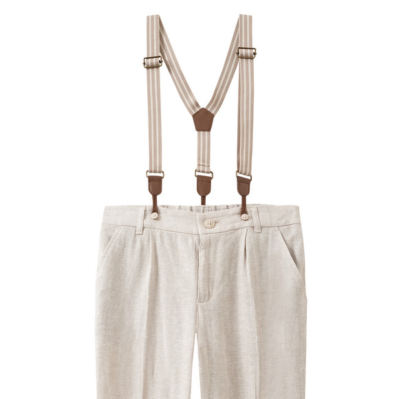Geklede linnen broek voor jongens met bretels