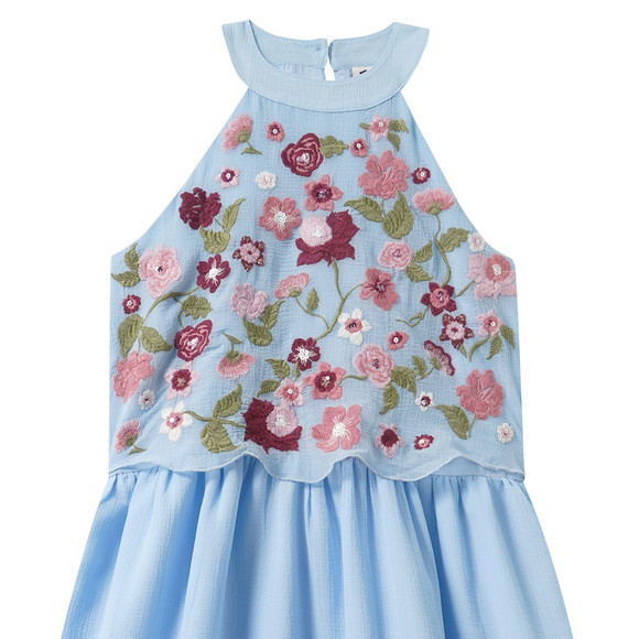 Mädchen Kleid mit Blumen-Stickerei