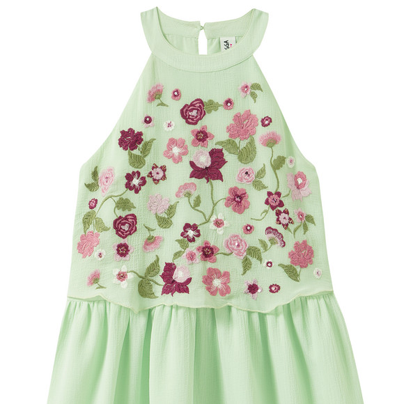 Mädchen Kleid mit Blumen-Stickerei