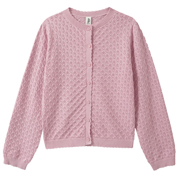 Mädchen Strickjacke mit Ajour-Muster rosa