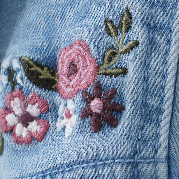Mädchen Jeansjacke mit Blumen-Stickerei