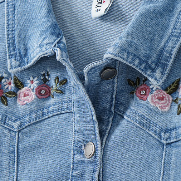 Mädchen Jeansjacke mit Blumen-Stickerei