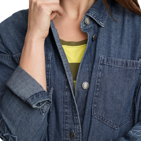 Damen Jeanshemd mit Stickerei