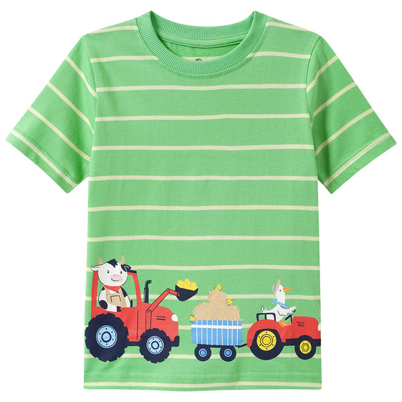 Jungen T-Shirt mit Traktor-Print hellgrün