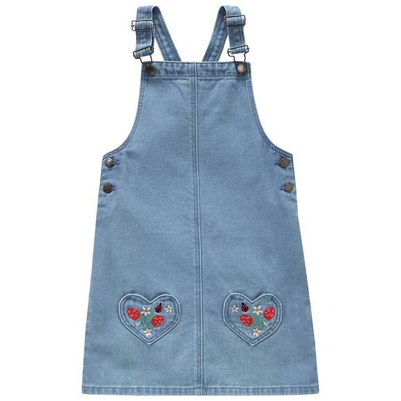 Mädchen Jeanslatzkleid mit Stickerei