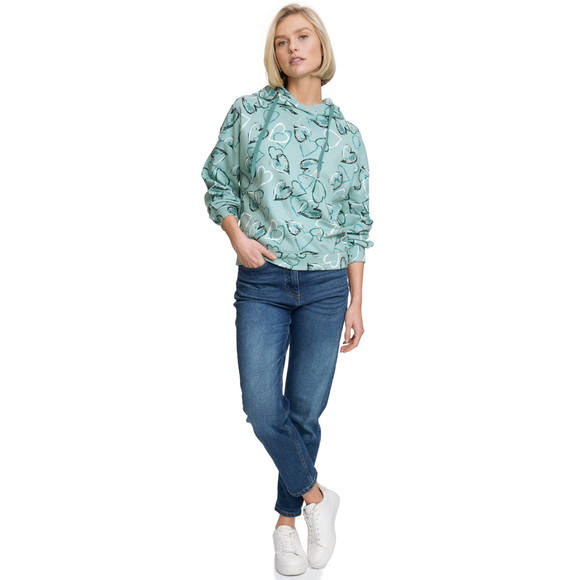 Damen Hoodie mit Herz-Allover