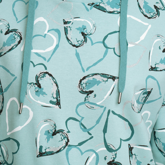 Damen Hoodie mit Herz-Allover