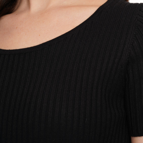 Damen Kurzarm-Strickpullover mit Rippstruktur