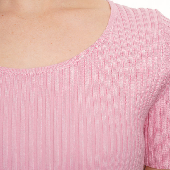 Damen Kurzarm-Strickpullover mit Rippstruktur