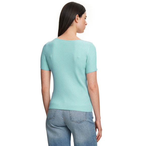 Damen Kurzarm-Strickpullover mit Rippstruktur