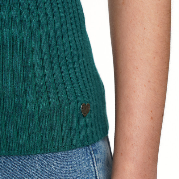 Damen Kurzarm-Strickpullover mit Rippstruktur