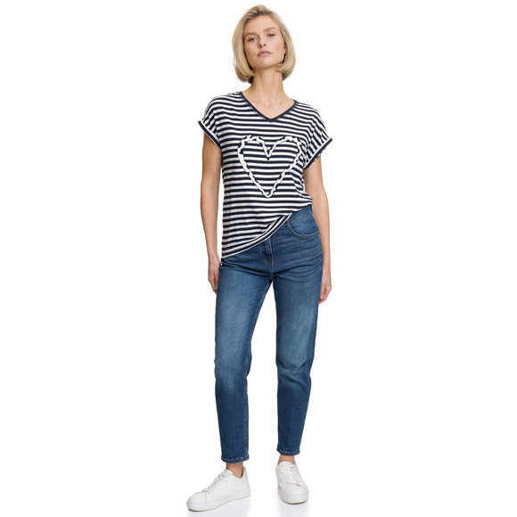 Damen T-Shirt mit Herz-Applikation