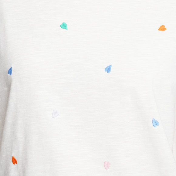 Damen T-Shirt mit Herz-Stickerei