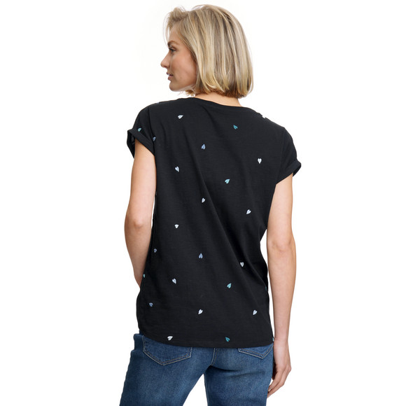Damen T-Shirt mit Herz-Stickerei