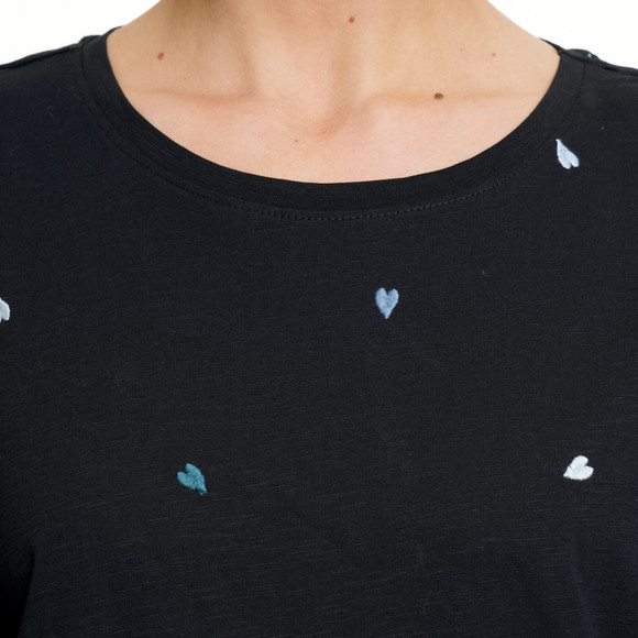 Damen T-Shirt mit Herz-Stickerei