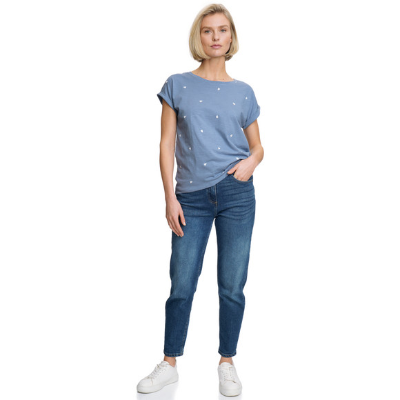 Damen T-Shirt mit Herz-Stickerei