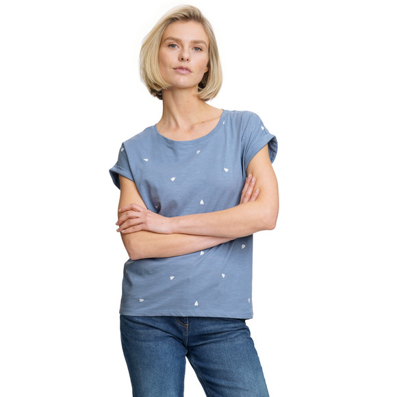 Damen T-Shirt mit Herz-Stickerei