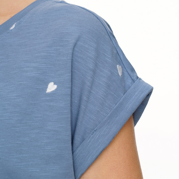 Damen T-Shirt mit Herz-Stickerei