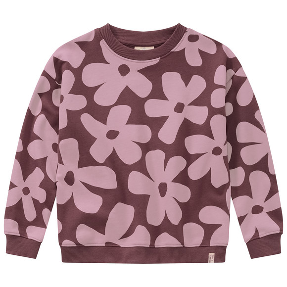 Mädchen Sweatshirt mit Blumen-Allover beere / rosa