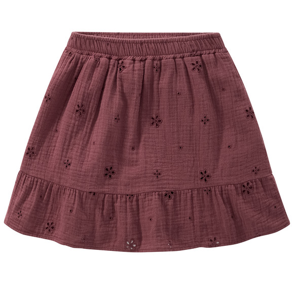 Mädchen Musselinrock mit Lochstickerei